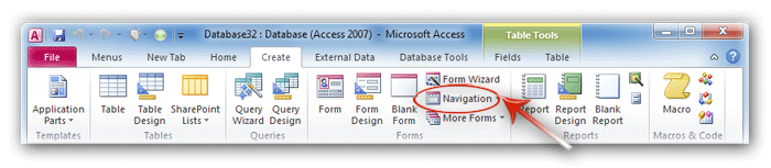 Show Navigation Pane in Access 2010 Ribbon