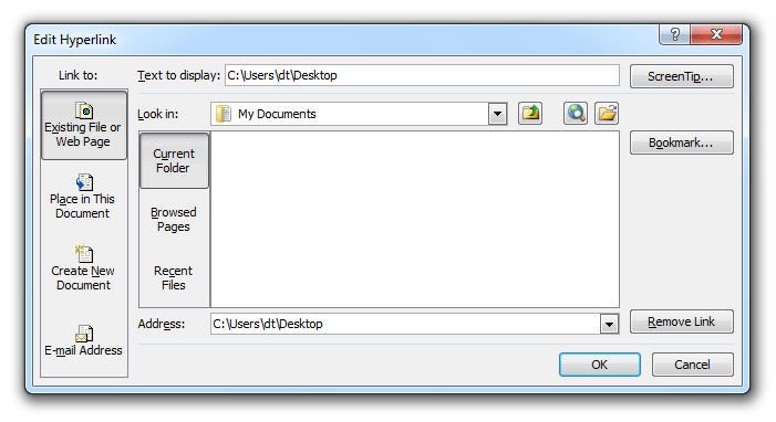 Edit Links dialog box