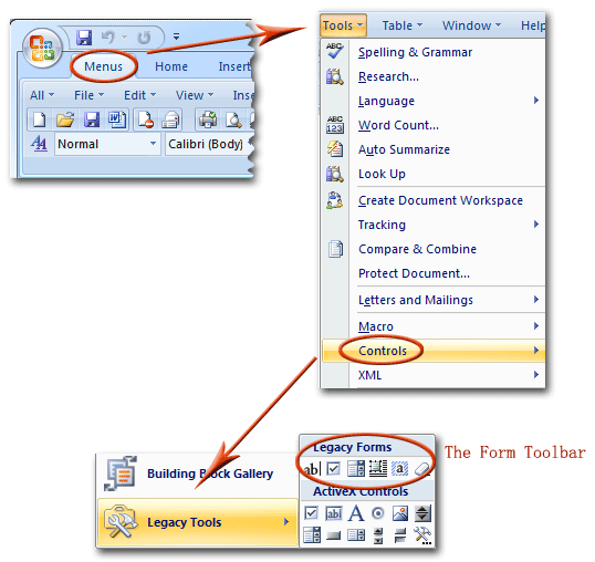 Form Toolbar in Classic Menu