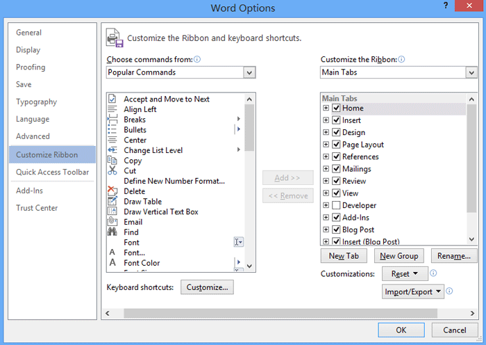 Add Developer Tab into Office 2010 Ribbon