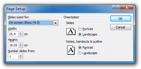 Page Setup dialog in PowerPoint 2010