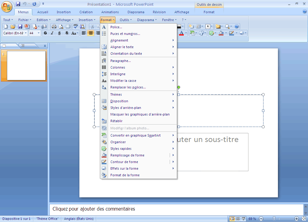 Photo d’écran de Classic Menu pour PowerPoint 2007