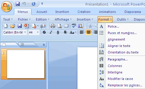 Photo d’écran de Classic Menu pour PowerPoint 2007