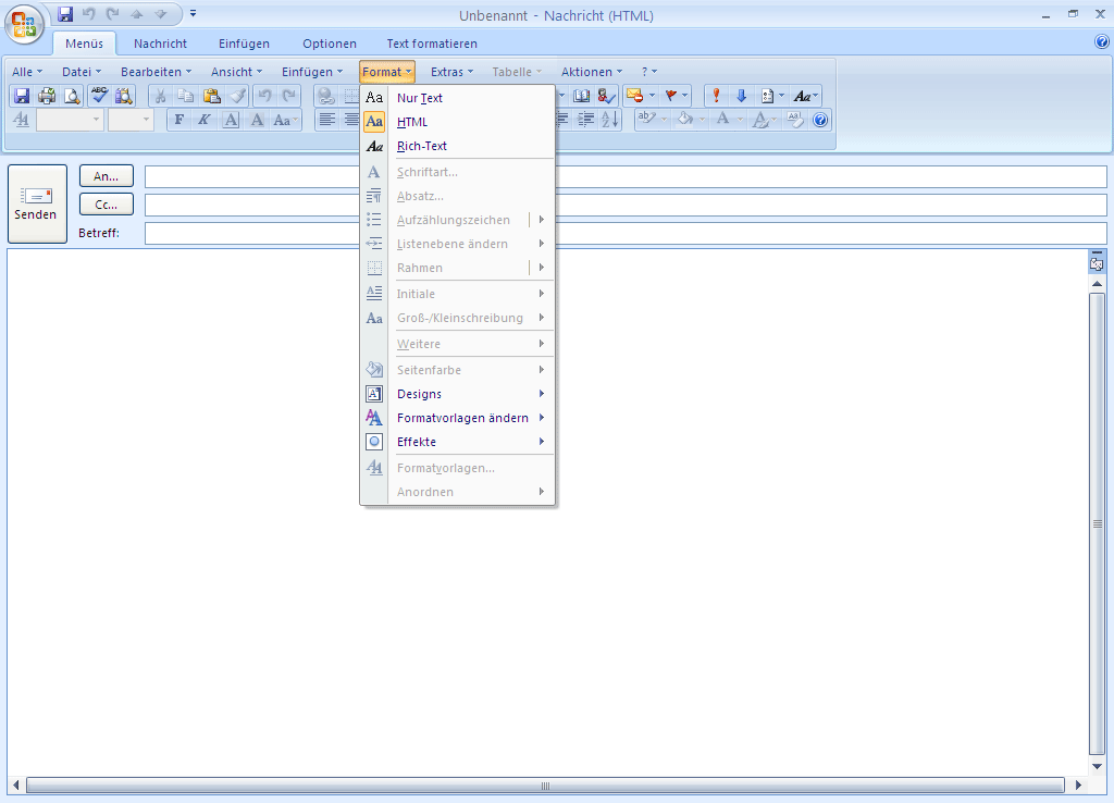 Screen Shot of Outlook 2007