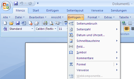 Screenshot vom Classic Menu for Office 2007